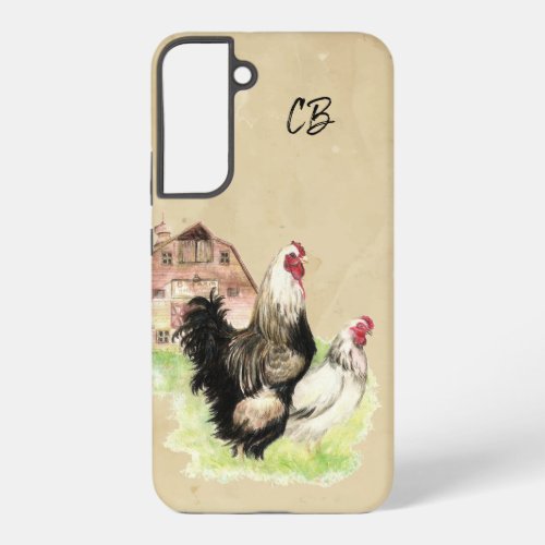 Watercolor Chickens Hen Rooster Barn Farm  Samsung Galaxy S22 Case