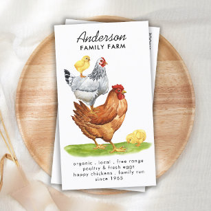 Watercolor Chickens Modern Farm Fresh Eggs  Business Card