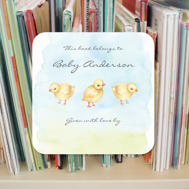 Watercolor chicks baby shower bookplate (Creator Uploaded)
