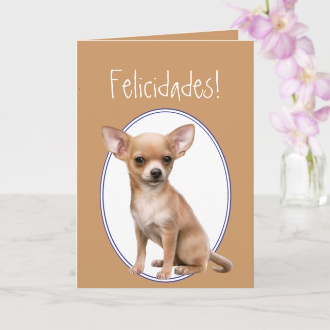 Watercolor Chihuahua,Felicidades! Custom Birthday Card (Orchid)