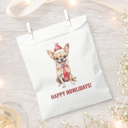 Watercolor Chihuahua Happy Howlidays Favor Bag