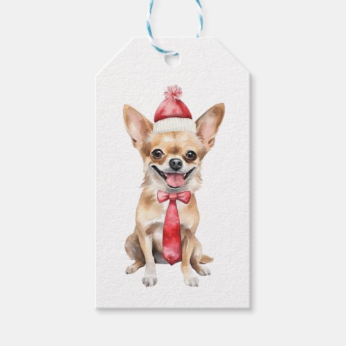 Watercolor Chihuahua Happy Howlidays Gift Tags