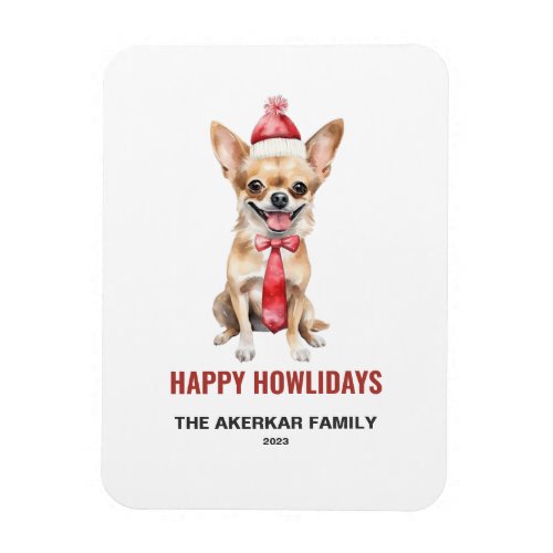 Watercolor Chihuahua Happy Howlidays Magnet