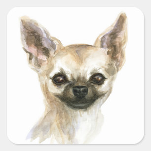 Watercolor Chihuahua Puppy Dog Chiwawa Fur Mama Square Sticker
