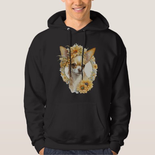 Watercolor Chihuahua Sunflower Dog Breed Pet Puppy Hoodie
