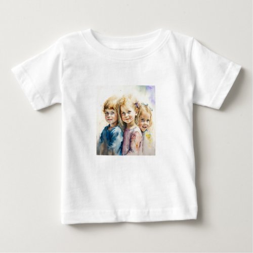 Watercolor Children Baby Fin Baby T_Shirt