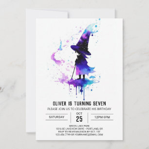 Watercolor Children Wizardry Birthday Invitation