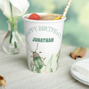 Watercolor Child's Bug Insect Birthday Paper Cups