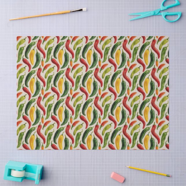 Watercolor Chili Pepper Pattern Tissue Paper (Craft)