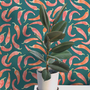 Watercolor Chili Pepper Red Dark Wallpaper