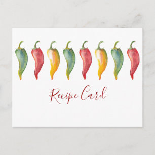 Watercolor Chili Peppers Recipe Card