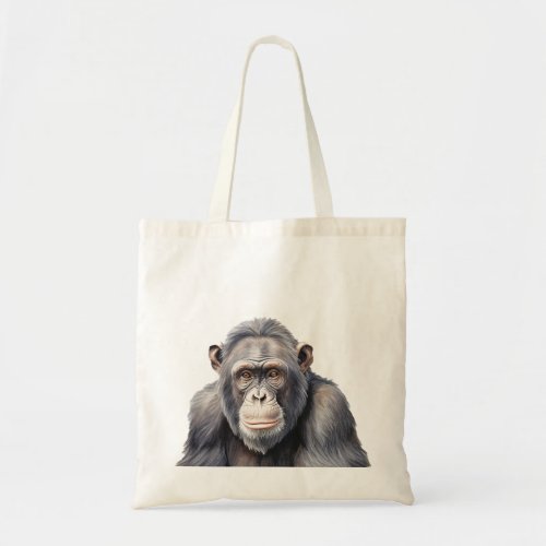 Watercolor chimpanzee monkey painting art tote bag