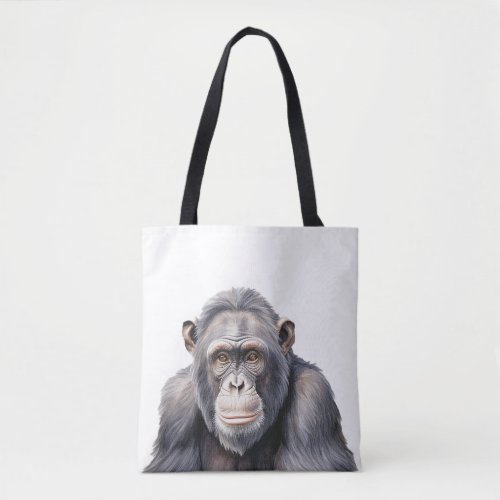 Watercolor chimpanzee monkey painting art tote bag