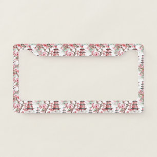 Watercolor Chinese Pagoda - Cherry Blossoms (10) License Plate Frame