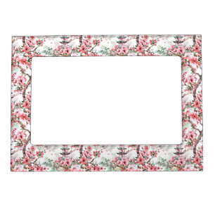 Watercolor Chinese Pagoda - Cherry Blossoms (10) Magnetic Frame