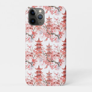 Watercolor Chinese Pagoda with Cherry Blossoms (3) iPhone 11 Pro Case