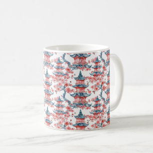 Watercolor Chinese Pagoda with Cherry Blossoms (6) Coffee Mug