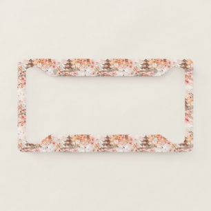 Watercolor Chinese Pagoda with Cherry Blossoms License Plate Frame