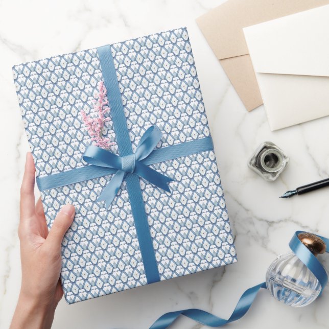 Watercolor Chinoiserie Blue Floral Ginger Jars Wrapping Paper (Gifting)