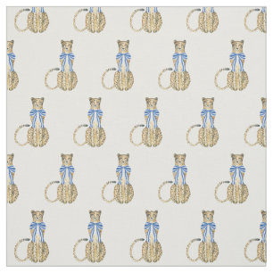 Watercolor Chinoiserie Bow Cheetah Fabric