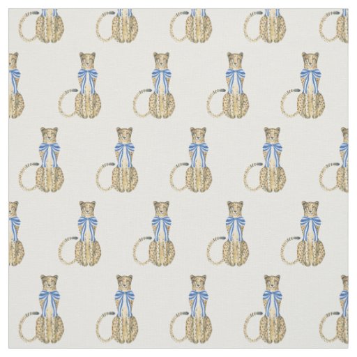Watercolor Chinoiserie Bow Cheetah Fabric