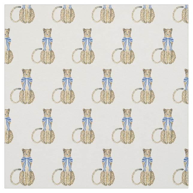 Watercolor Chinoiserie Bow Cheetah Fabric (Swatch)