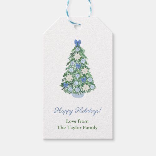 Watercolor Chinoiserie Chic Tree Merry Christmas Gift Tags