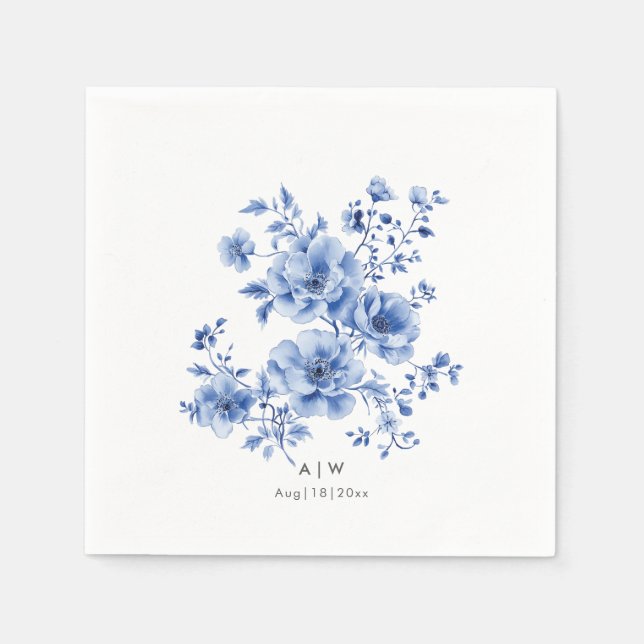 Watercolor Chinoiserie floral Napkins (Front)