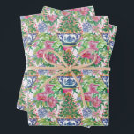 Watercolor Chinoiserie Ginger Jar Christmas Tree Wrapping Paper Sheets<br><div class="desc">PreppyPrint.com - Add your personalized touch to this wrapping paper. Click "edit design" to change the font,  image size,  etc. Transfer this design onto the products of your choice too! Please visit my designer store,  PreppyPrint.com,  for coordinating items.</div>