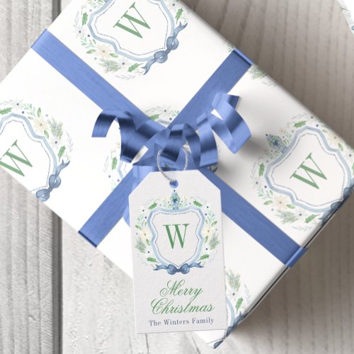 Watercolor Chinoiserie Ginger Jar Monogram Crest Gift Tags