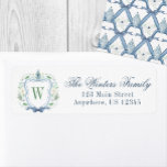 Watercolor Chinoiserie Ginger Jar Monogram Crest Label<br><div class="desc">PreppyPrint.com - Celebrate Christmas in style! Add your personalized touch. Transfer this design onto the products of your choice too! Please visit my designer store,  PreppyPrint.com,  for coordinating items.</div>