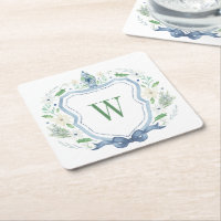 Watercolor Chinoiserie Ginger Jar Monogram Crest
