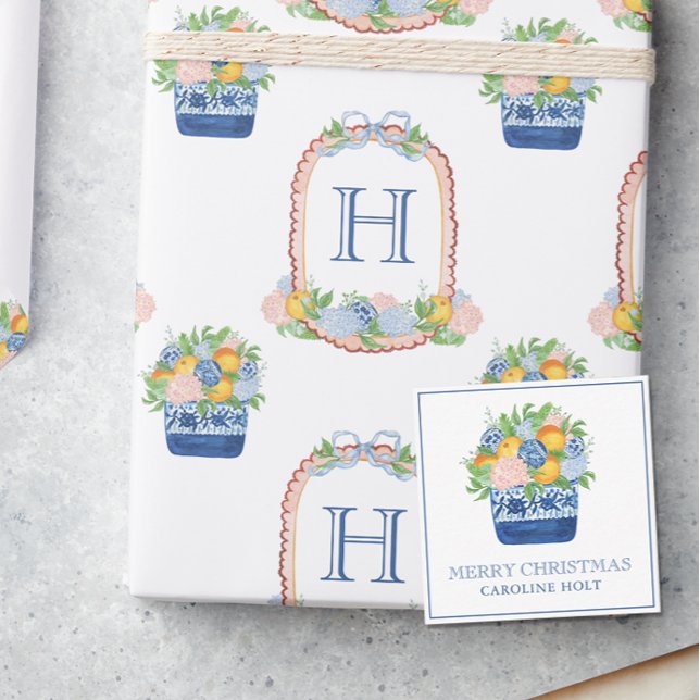 Watercolor Chinoiserie Mandarins Christmas Gift Note Card (Creator Uploaded)