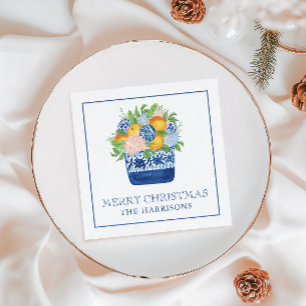 Watercolor Chinoiserie Mandarins Christmas Napkins