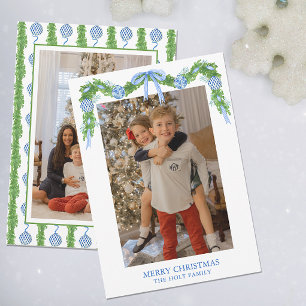 Watercolor Chinoiserie Ornaments Garland Christmas Holiday Card