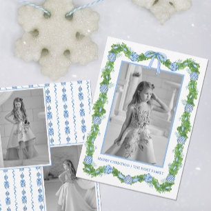 Watercolor Chinoiserie Ornaments Garland Christmas Holiday Card