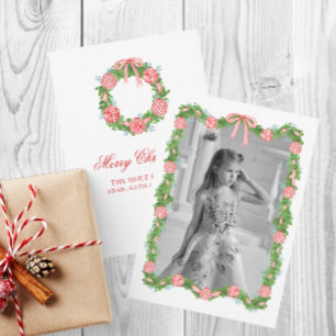 Watercolor Chinoiserie Ornaments Garland Christmas Holiday Card