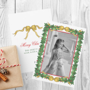 Watercolor Chinoiserie Ornaments Garland Christmas Holiday Card