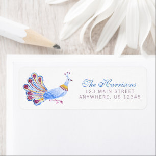 Watercolor Chinoiserie Peacock Garden Label