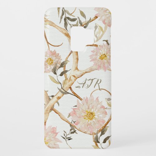 Watercolor Chinoiserie Pink Floral Chyrsanthemum Case_Mate Samsung Galaxy S9 Case