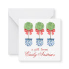 Watercolor Chinoiserie Red Bow Topiary Enclosure