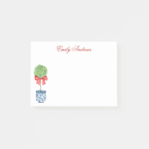 Watercolor Chinoiserie Red Bow Topiary Post-it Notes