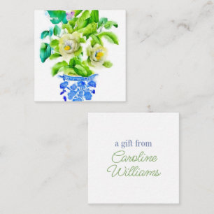 Watercolor Chinoiserie Vase with Flowers Enclosure Note Card