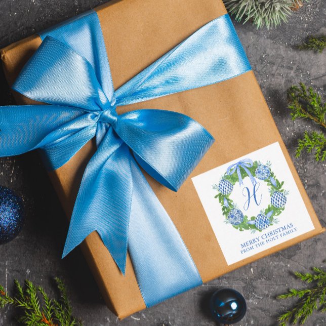 Watercolor Chinoiserie Wreath Christmas Enclosure Note Card (Creator Uploaded)