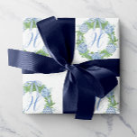 Watercolor Chinoiserie Wreath Christmas Monogram Wrapping Paper<br><div class="desc">PreppyPrint.com - Celebrate Christmas in style! Add your personalized touch to this wrapping paper. Transfer this design onto the products of your choice too! Please visit my designer store,  PreppyPrint.com,  for coordinating items.

Cover photo image by rawpixel.com.</div>