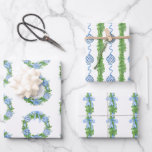 Watercolor Chinoiserie Wreath & Garland Christmas Wrapping Paper Sheets<br><div class="desc">PreppyPrint.com - Celebrate Christmas in style! Add your personalized touch to this wrapping paper. Transfer this design onto the products of your choice too! Please visit my designer store,  PreppyPrint.com,  for coordinating items.</div>