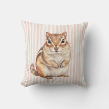 Watercolor Chipmunk Home Decor Pillow