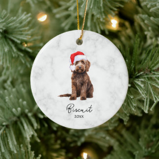 Watercolor Chocolate Brown Goldendoodle Ceramic Ornament