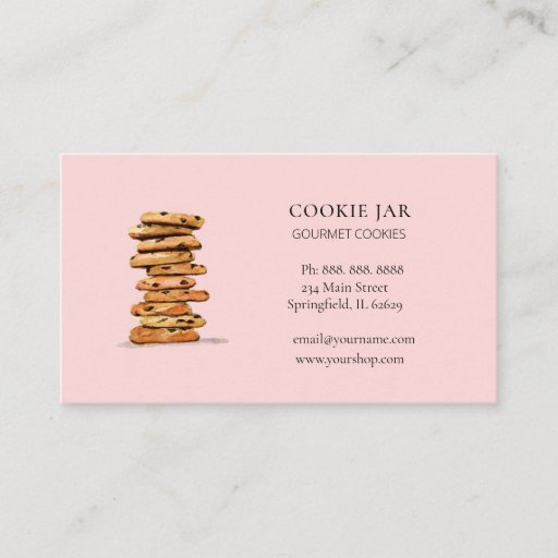 Customizable Watercolor Chocolate chip cookie Bakery  Business Card