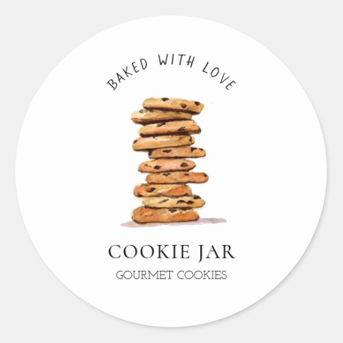 Watercolor Chocolate chip cookie Bakery  Classic Round Sticker